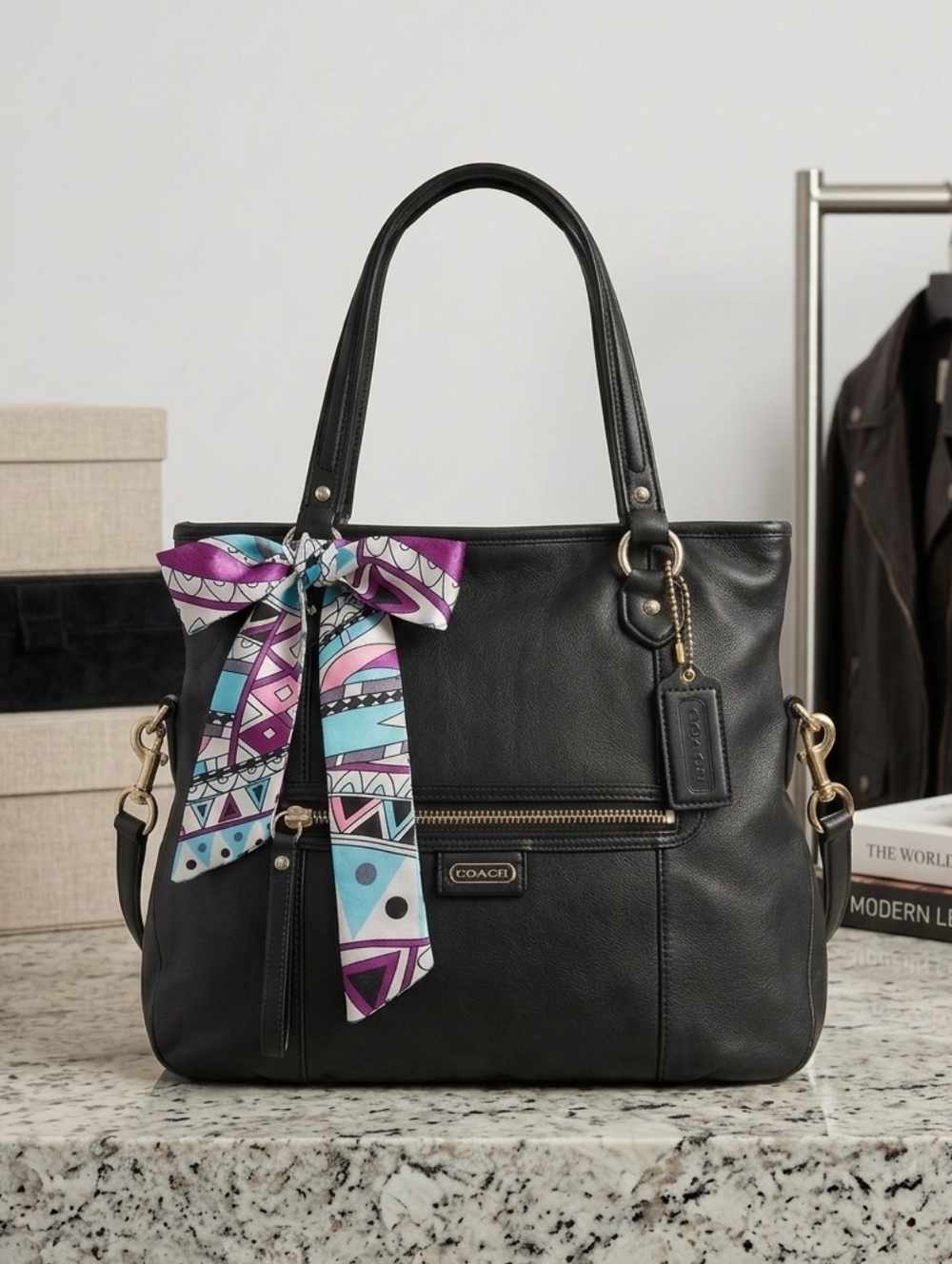 Coach Daisy Mia Black Leather Handbag